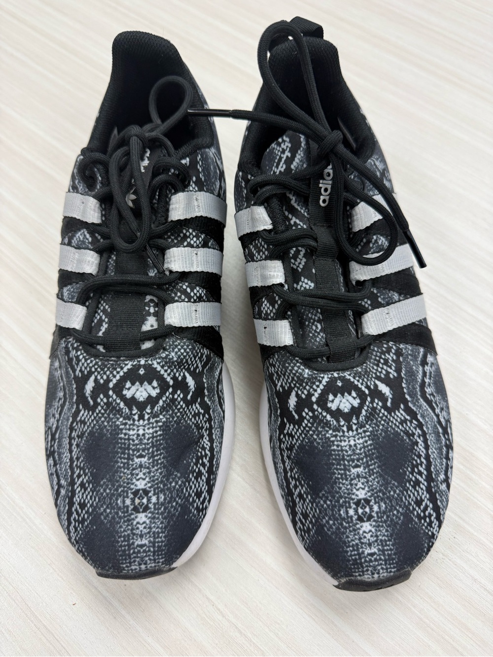 Adidas Size 9.5 Women’s Black Snake-Print Athletic Sneakers